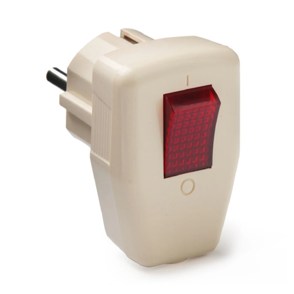 European Germany Schuko Rewireable Power Plug With Red ON OFF Switch 16A EU Power Cord Receptacle Connector Adapter 250V