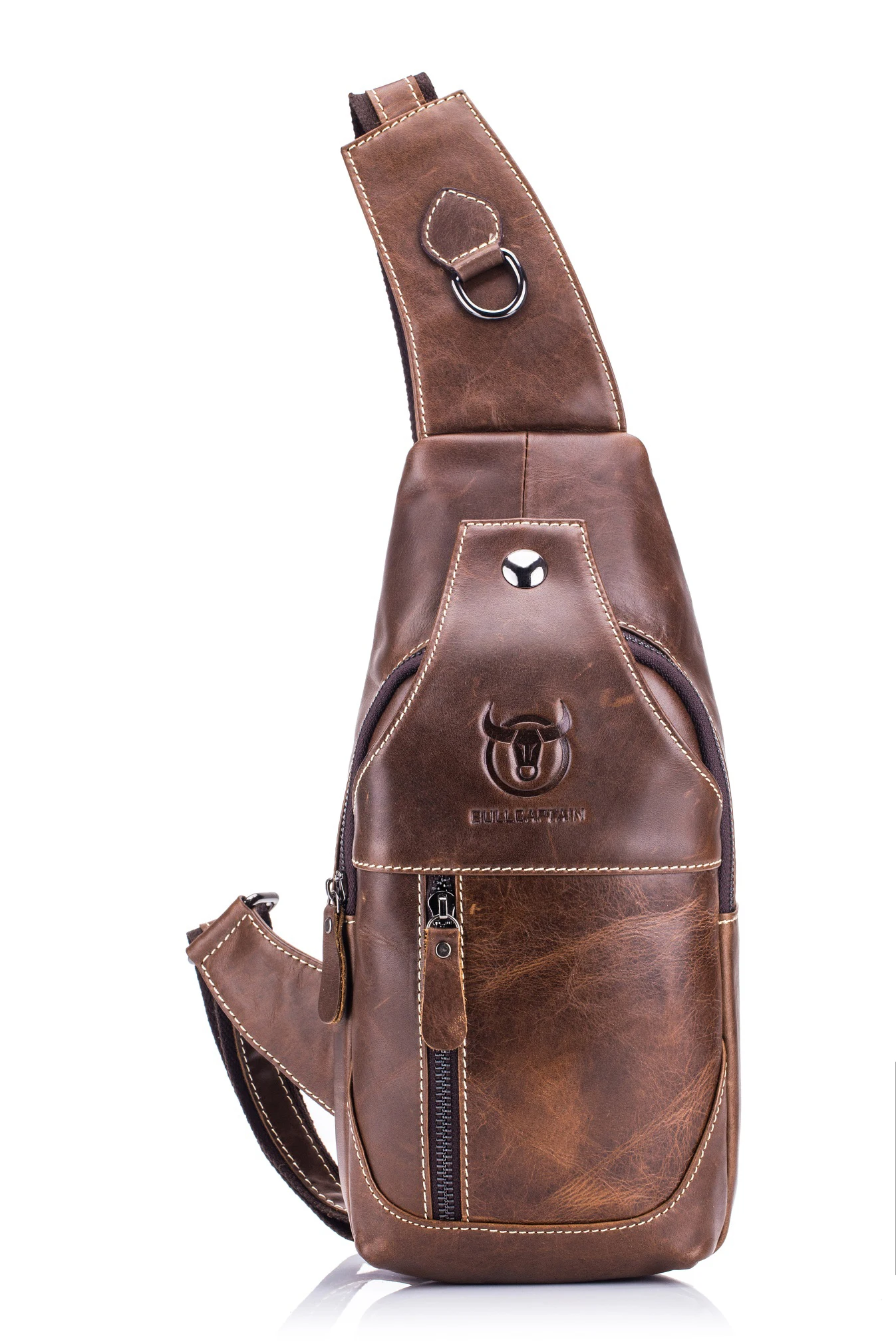 

Man Bag Vintage men's leather one-shoulder cross-body chest bag with cowhide front shoulder bag