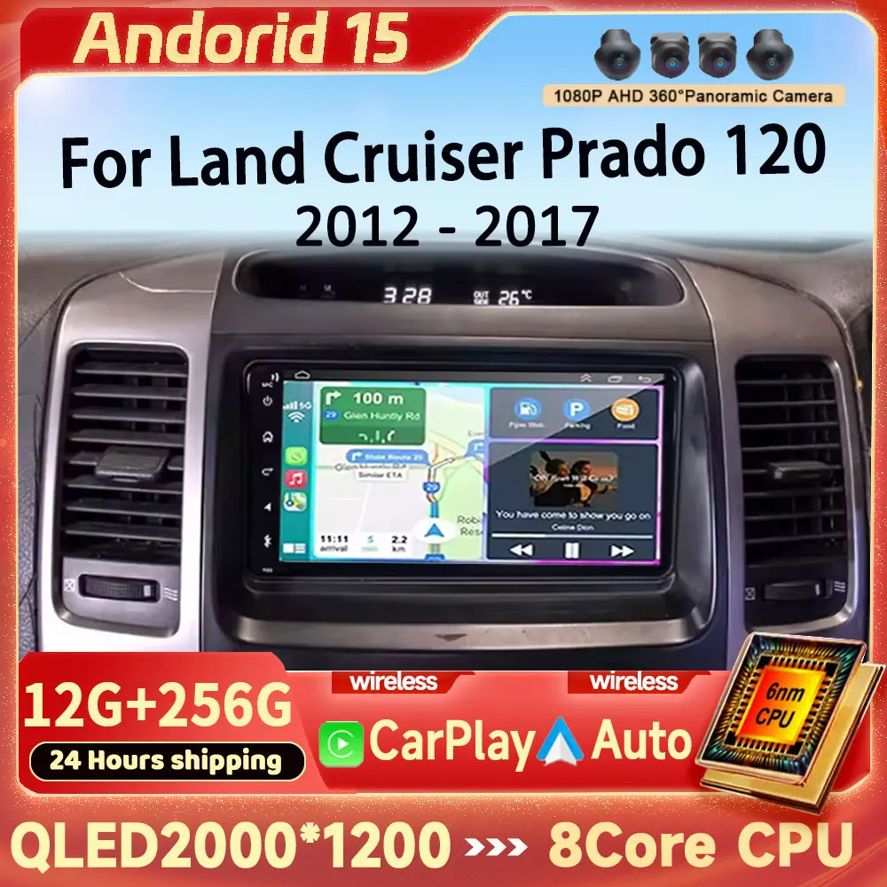Radio de coche para Toyota Land Cruiser Prado 120 3 III para Lexus GX470 GX 470 J120 2002 - 2009 reproductor de vídeo Multimedia navegación GPS 1