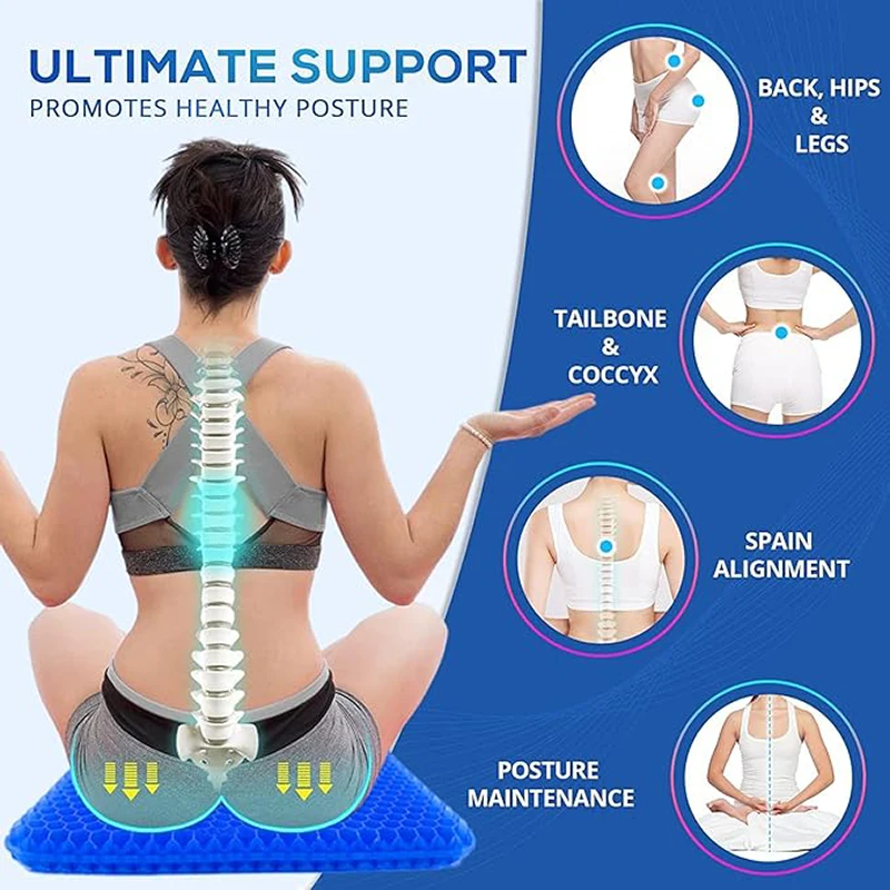 Breathable Summer Gel Seat Cushion Honeycomb Design Pressure Relief Back Tailbone Pain Suitable Home Office Wheelchair And Cars 2