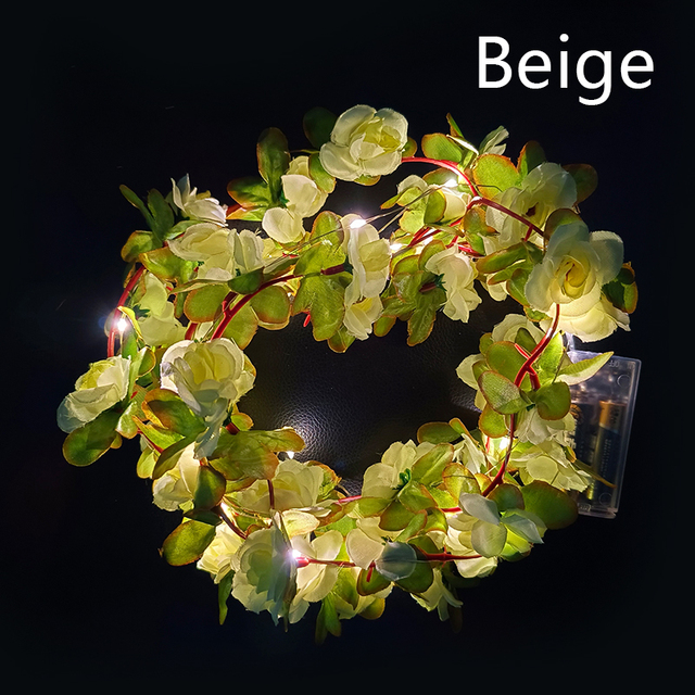 LED Rose Wreath Artificial Plant Vines Valentine's Day Christmas Wedding Decoration Interior Romantic Atmosphere Decoration