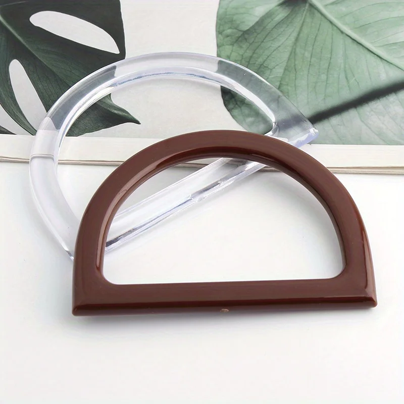 2PCS 12x8.5cm D-shaped acrylic handle Women's bag handle sand difficult woven bag handle DIY handmade bag straw bag handle