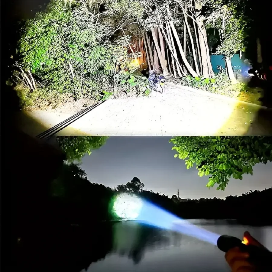 Torcia LED Ricaricabile 7000 Lumen AMROOLOO - Professionale Con Batteria 10000 MAh E Luce Laterale