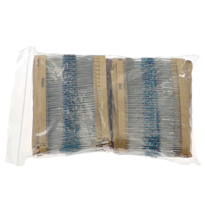 2600pcs 130 Values 1/4W 0.25W 1%(1R-3M)Metal Film Resistors Assorted Pack Kit Set Fixed Resistors Assortment Kits