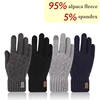 New men's warm gloves winter touch screen plus fleece gloves cold warm wool knitted gloves Outdoor Windproof Skiing Snow Mittens 1