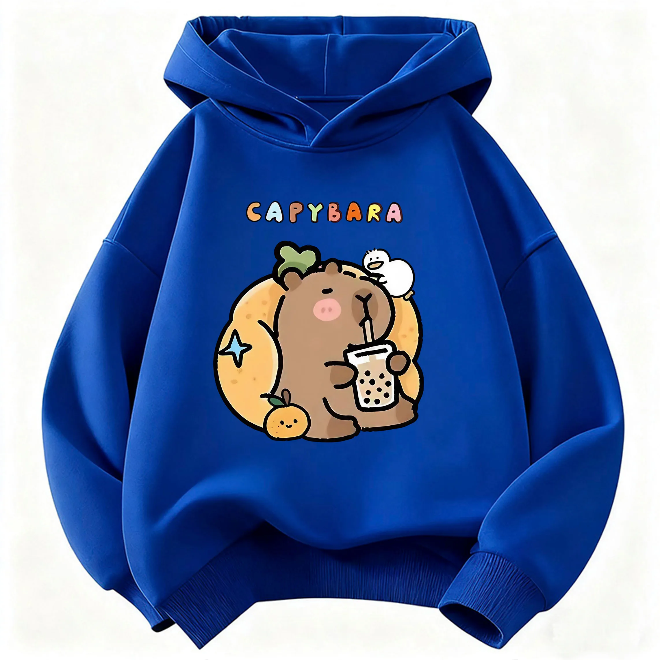 Capybara Juice Lover Children's Cute Harajuku Hoodie - Spring Casual Sweatshirt