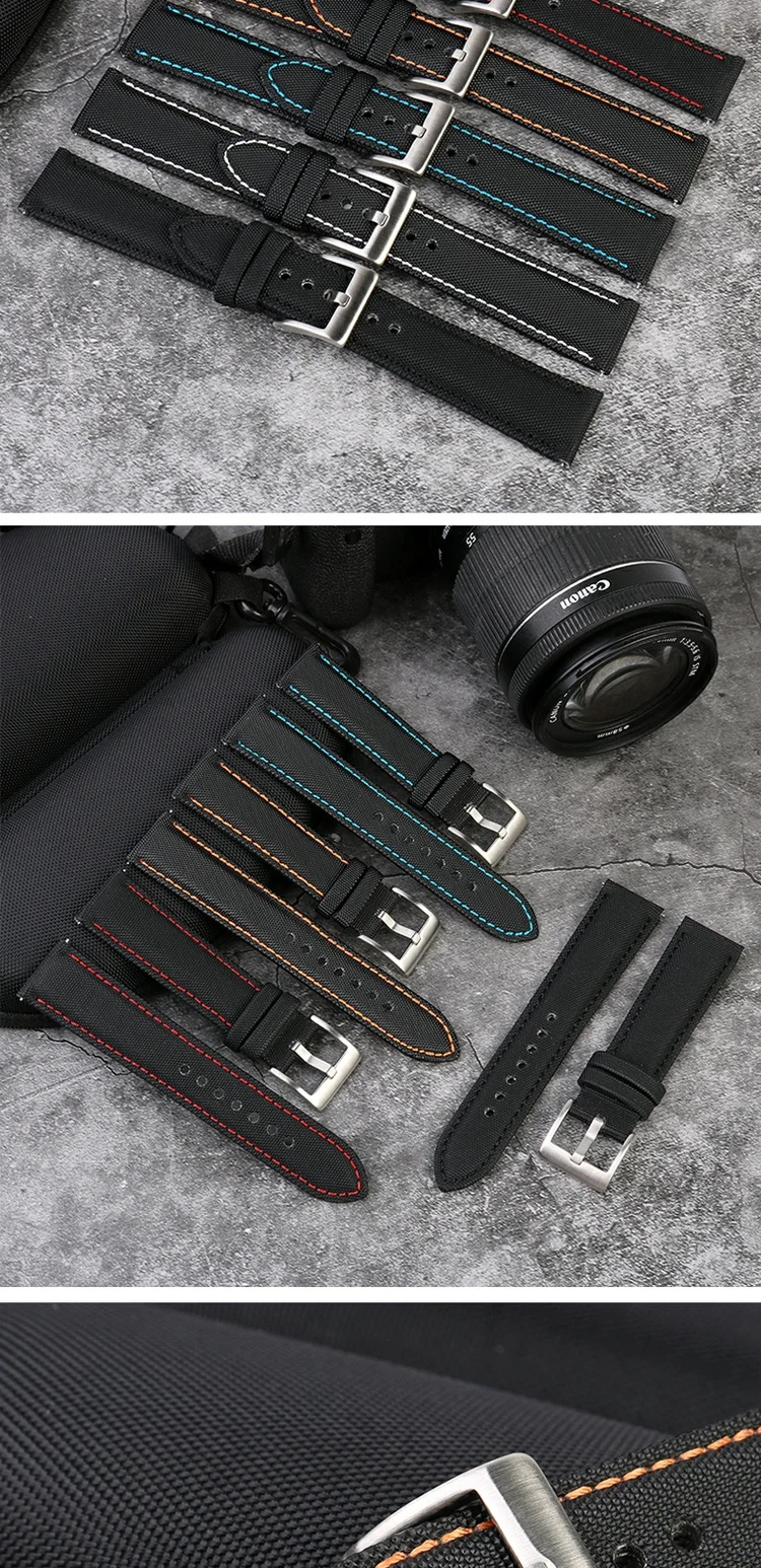 20mm 21mm 22mm 23mm 24mm Nylon Leder Armband Für Tag Heuer Citizen Seiko no.5 UHR Männer Frauen Leinwand Stoff Uhrenarmband – Detail 10