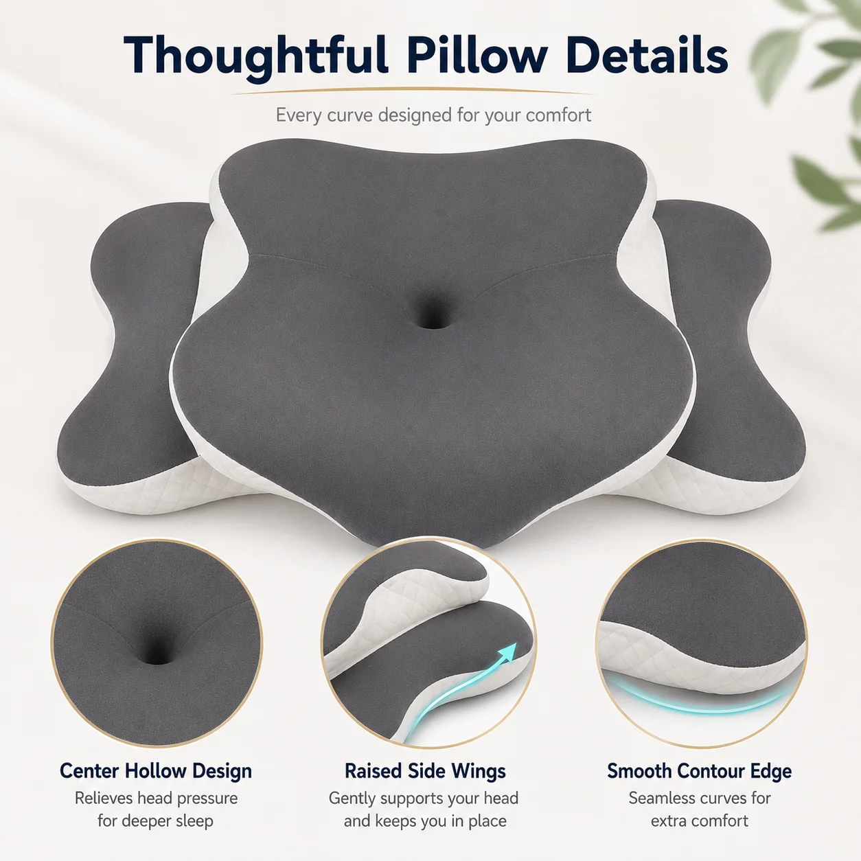 Ergonomic Memory Foam Neck Pillow with Orthopedic Support and Multi-Color Pillowcase