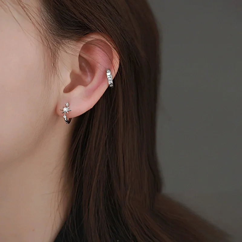 925 Sterling Silver Earrings with zircon star