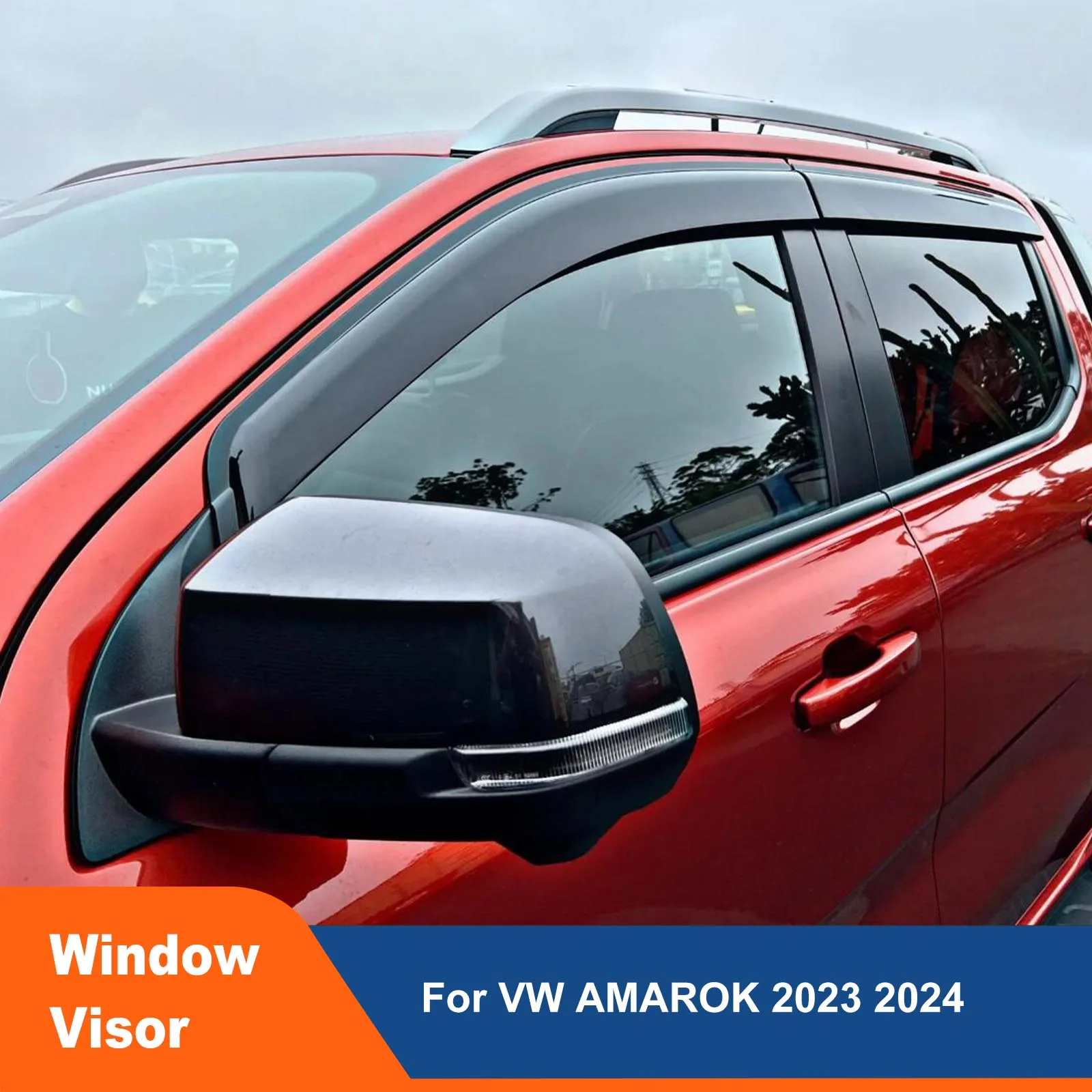 4 Pz/Set Weather Shield Weathershield Per Vw Amarok 2023 2024 Nero Opaco Visiera Per Finestrino Dell'Auto Deflettore Del Vento