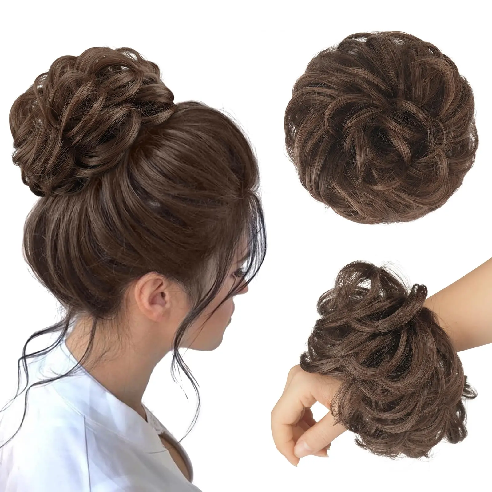 poragalo 100% Human Hair Bun Messy Bun Hair Piece Real Human Extensions Natural Curly Bun Hairpieces For Women/Kids