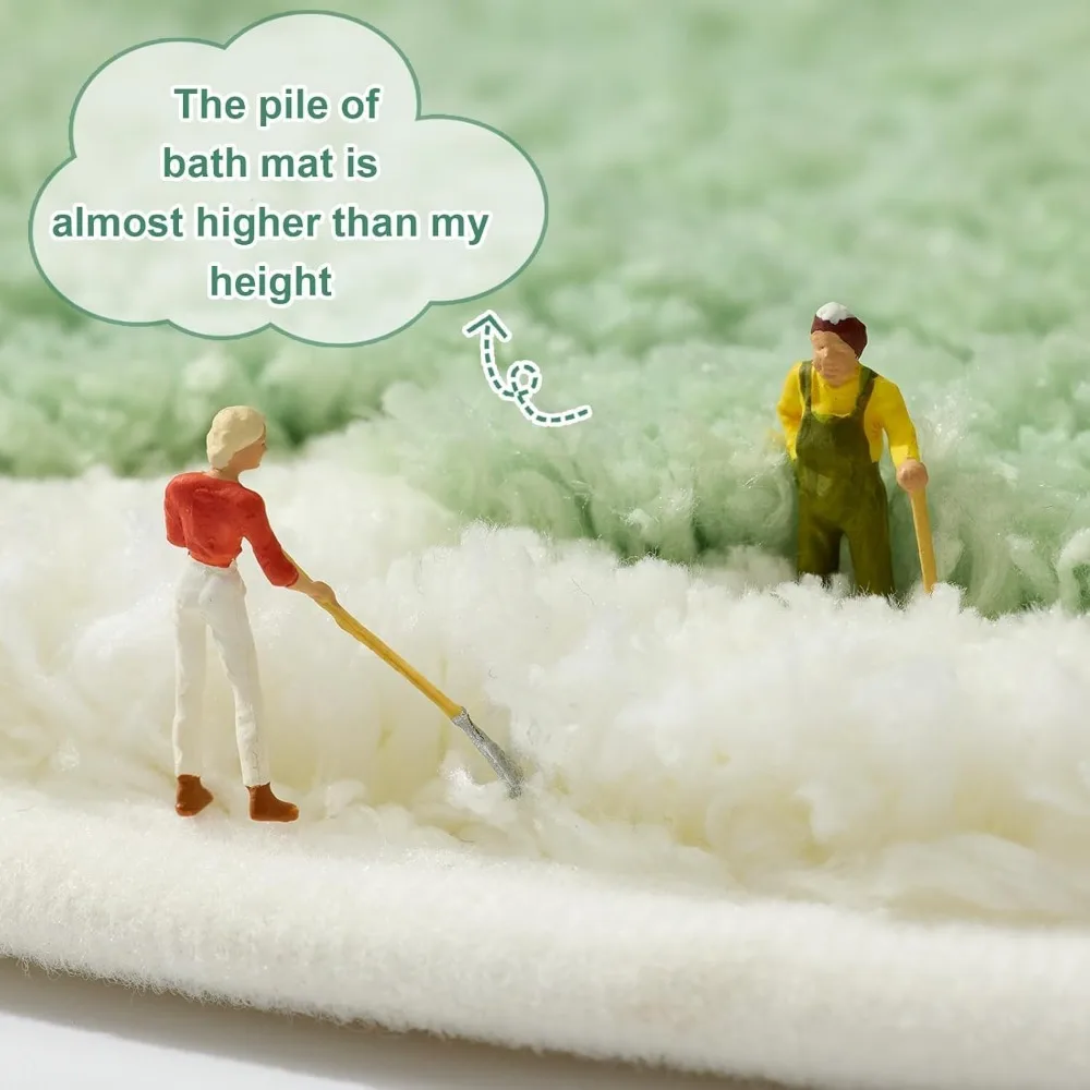 Cute Leaf Bath Mat, Green Leaves Bathroom Rug Soft Plush Microfiber Absorbent Quick Dry Non Slip Washable Bath Mats Floor Carpe