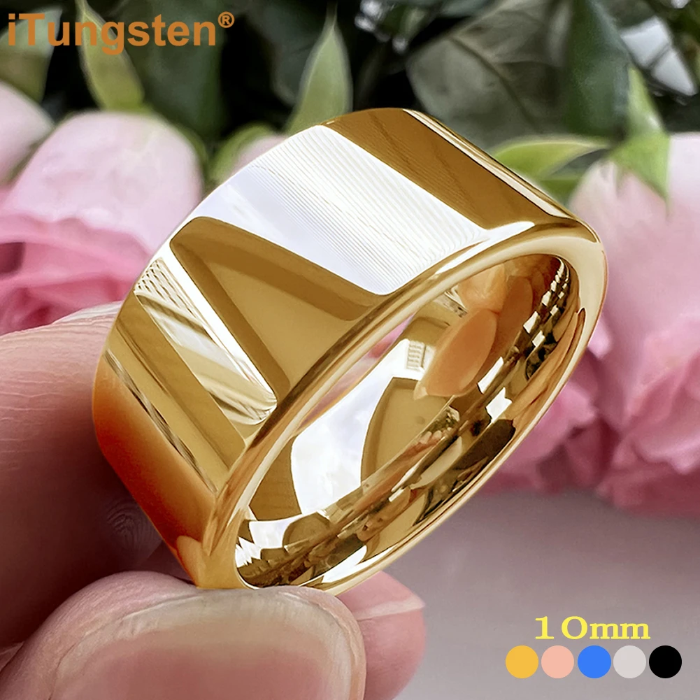 iTungsten 10mm Dropshipping Large Men Ring Shiny Tungsten Wedding Band Fashion Jewelry Pipe Cut Polished Comfort Fit menband new arrivals 6mm men women tungsten wedding band ring blue opal inlay domed polished fashion gift jewelry comfort fit