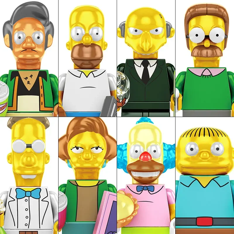 

The Simpsons Building Blocks Homer Jay Marge Bart Lisa Maggie Abe Mona Mini Action Figure Accessories Halloween Gift for Kids
