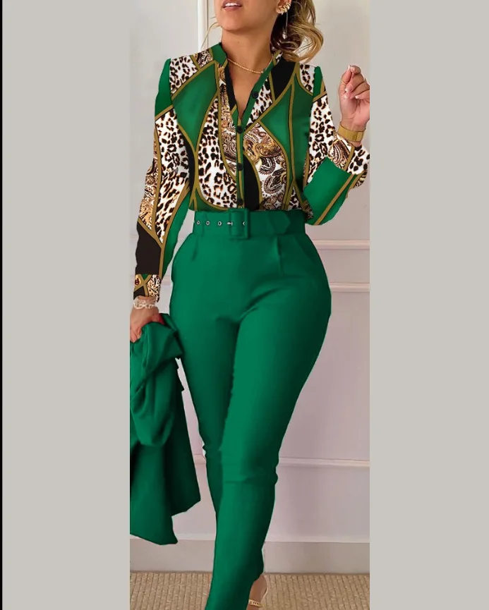 Spring and Autumn New Women's Sweetheart Style Fresh and Sweet Women's Polyester Long Sleeve Fashion Casual Set (No Coat）