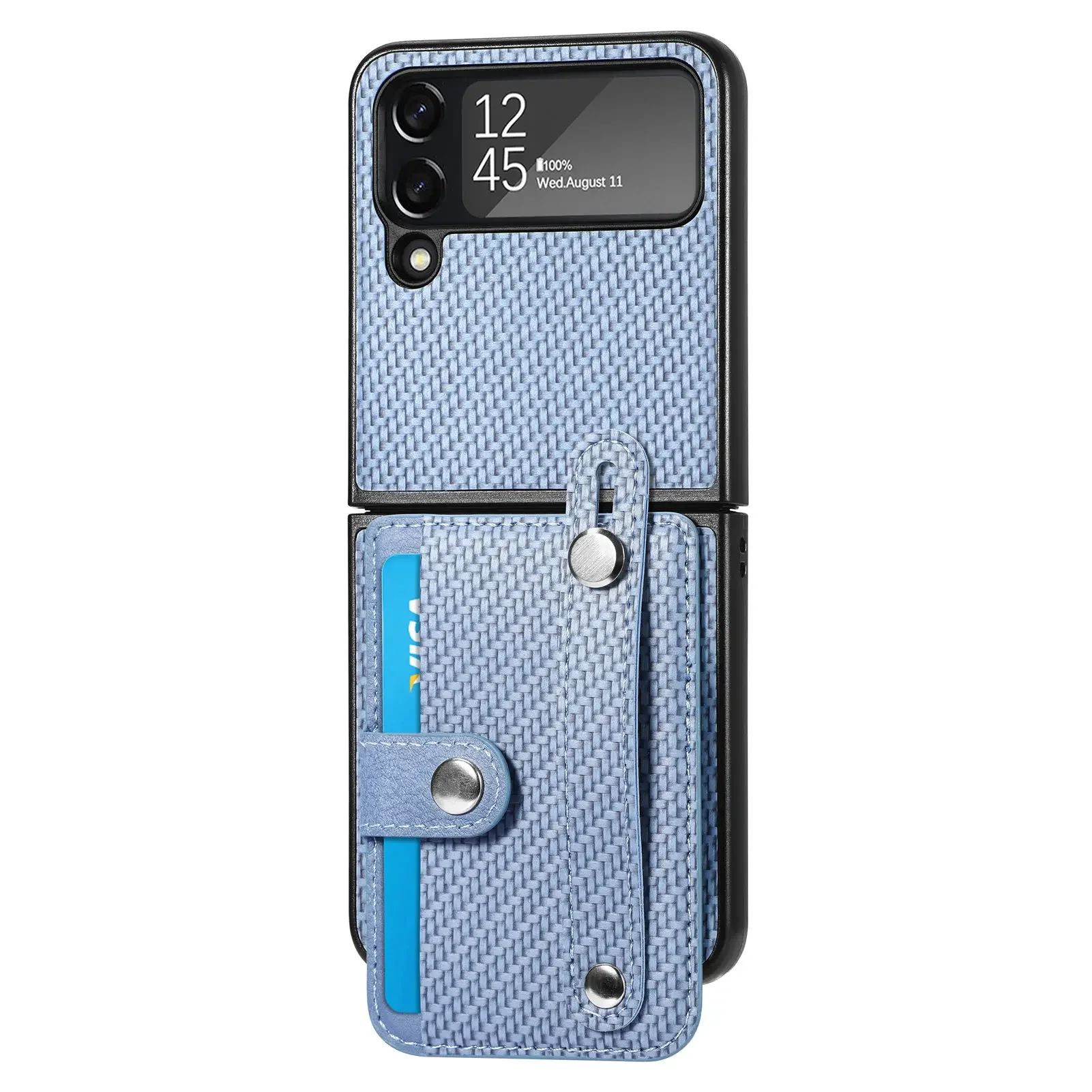 Carbon Fiber Shockproof Wristband Wallet with Kickstand