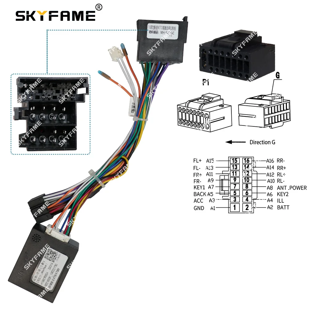 SKYFAME 16Pin Car Wiring Harness Adapter Canbus Box Decoder Android Radio Power Cable For Chery Jetour X70 X70M