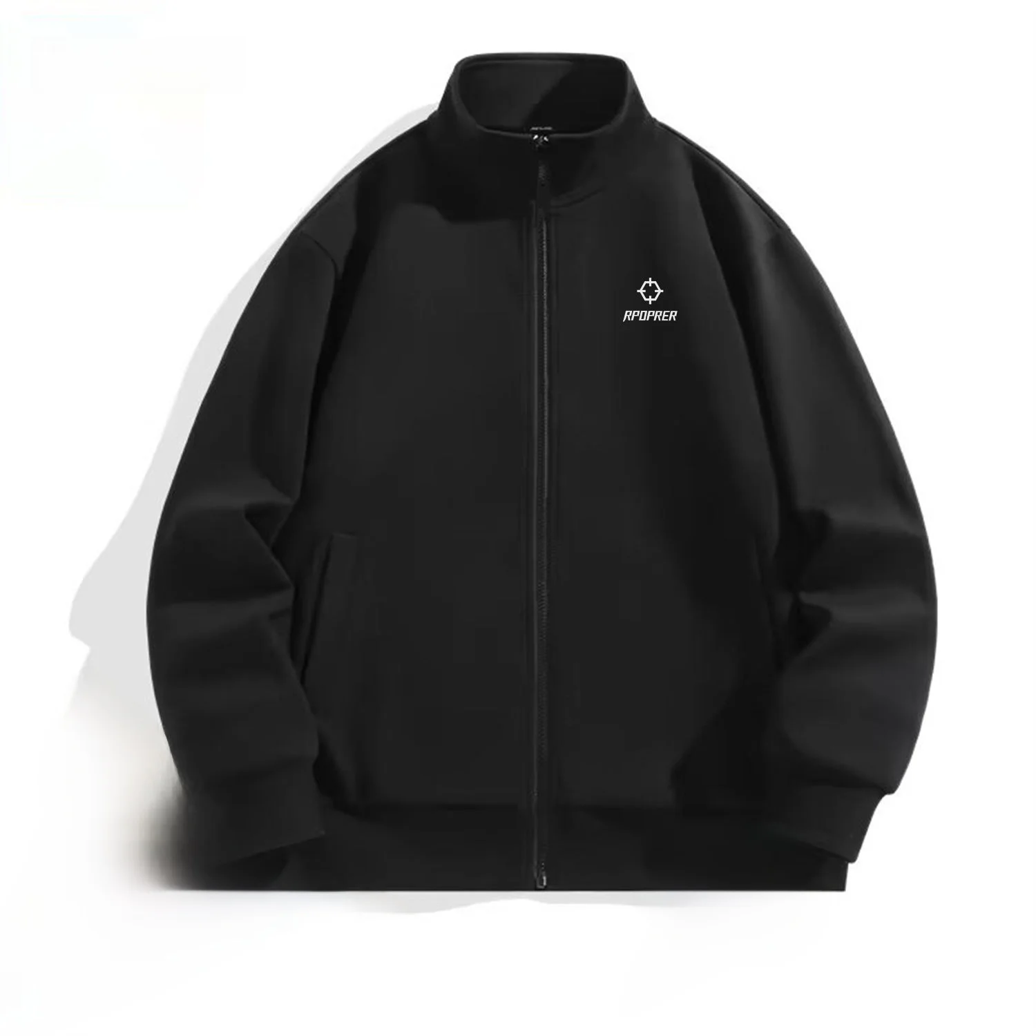 RRER 남성용 스탠드 칼라 자켓 지퍼 가디건 스웨트셔츠 트렌디 루즈핏 가을 신상 스포츠웨어 캐주얼 아우터웨어