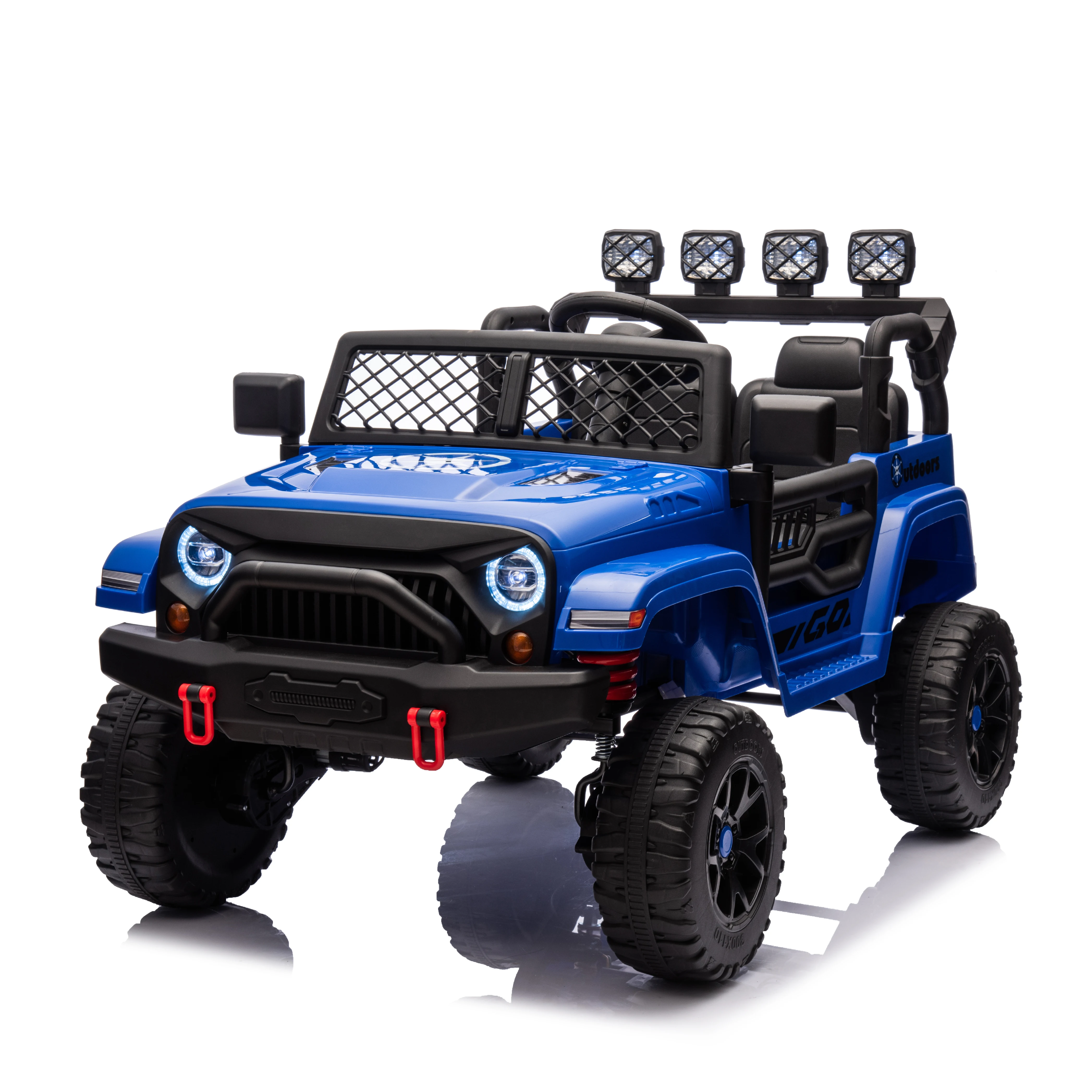 24V 2 Seater Ride On Truck Car 4WD motors 2.4G Remote Control Metal Suspension Soft Start Music LED Light Toys Gifts