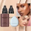 2024 New Foundation +Puff set Liquid Matte Full Coverage Foundation Waterproof Matte Natural Foundation With Blue Thumb Puff 1