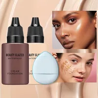 2024 New Foundation +Puff set Liquid Matte Full Coverage Foundation Waterproof Matte Natural Foundation With Blue Thumb Puff 1
