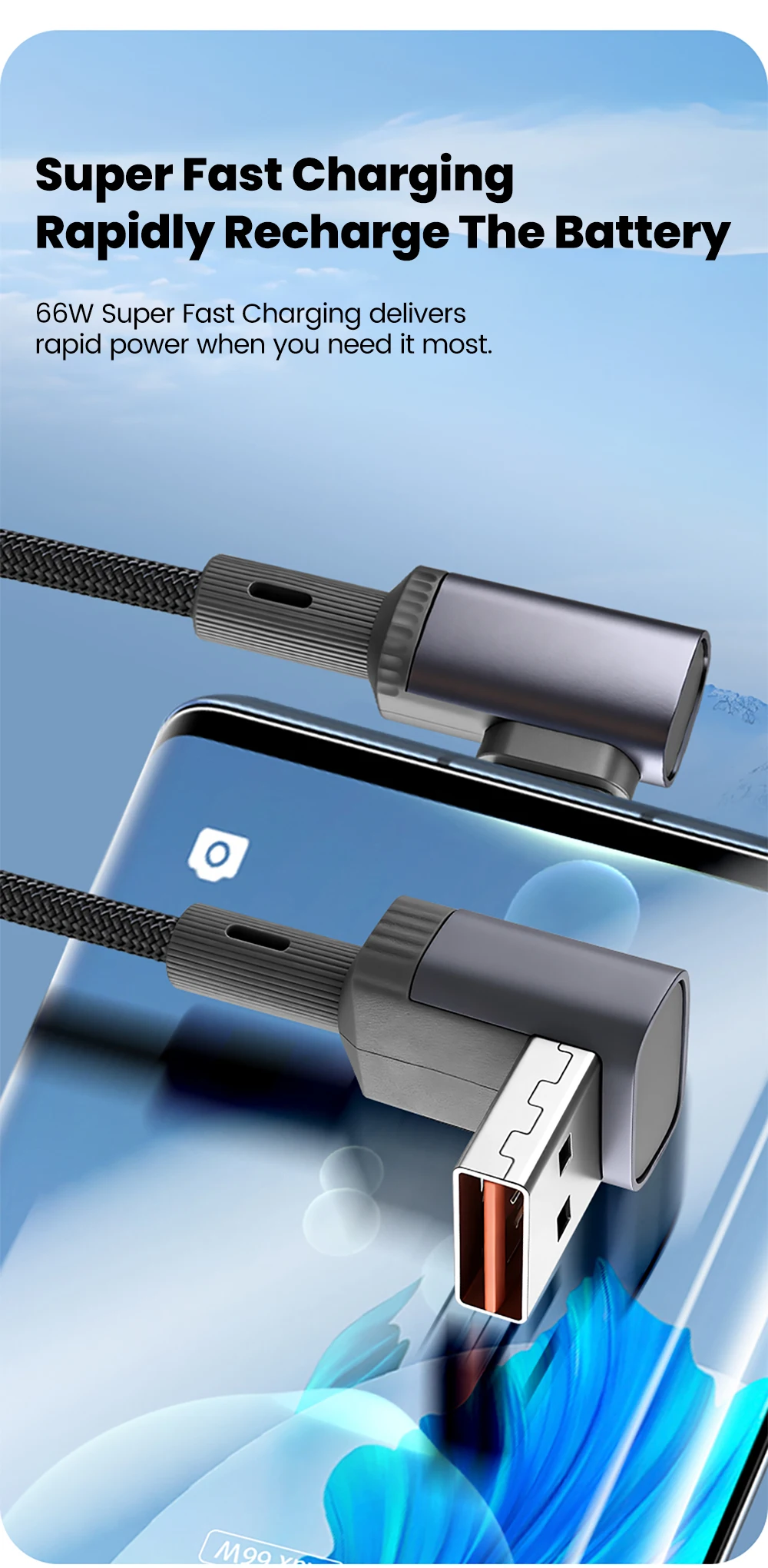 0.15M 0.25M 0.5M Short Elbow USB Type C Cable 66W USB A To Type C Fast Charging Cable for iphone 15 16 Huawei Samsung Xiaomi