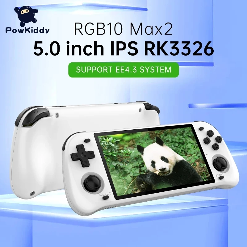 

NEW POWKIDDY Max2 Retro Open Source System RGB10 max 2 Handheld Game Console RK3326 5.0-Inch IPS Screen 3D Rocker Gift