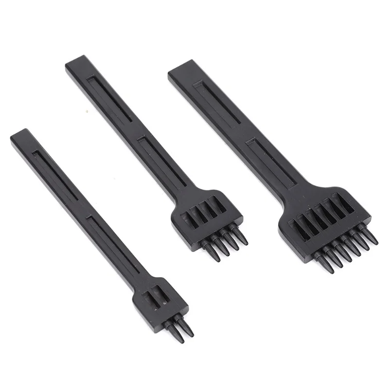 3PCS 가죽 구멍 펀치 스티칭 펀치 도구 4mm 2/4/6홀 고탄소강 가죽 공예 펀칭 도구 블랙 4mm