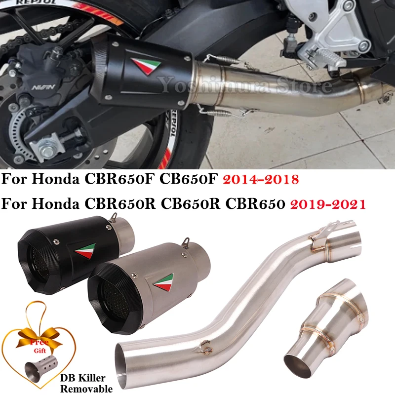 

For HONDA CB650F CBR650F 2014 - 2018 CB650R CBR650 2019 - 2022 Motorcycle Exhaust Escape Modified With Middle Link Pipe Muffler