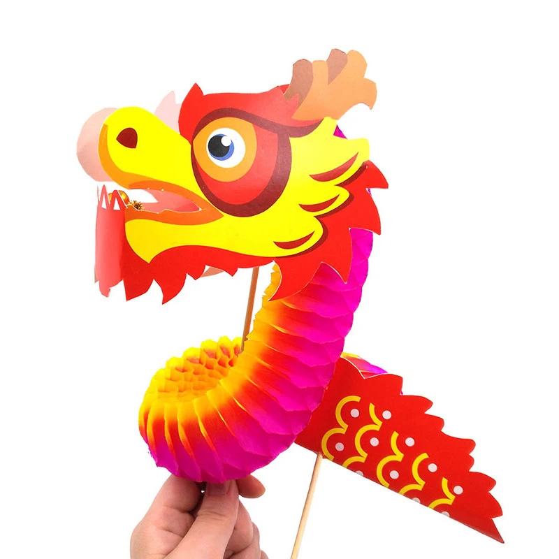 Nostalgia Children\'s Handmade DIY Creative Material Bag Puzzle Toys Chinese New Year Dragon Dance Paper Cutout Gift