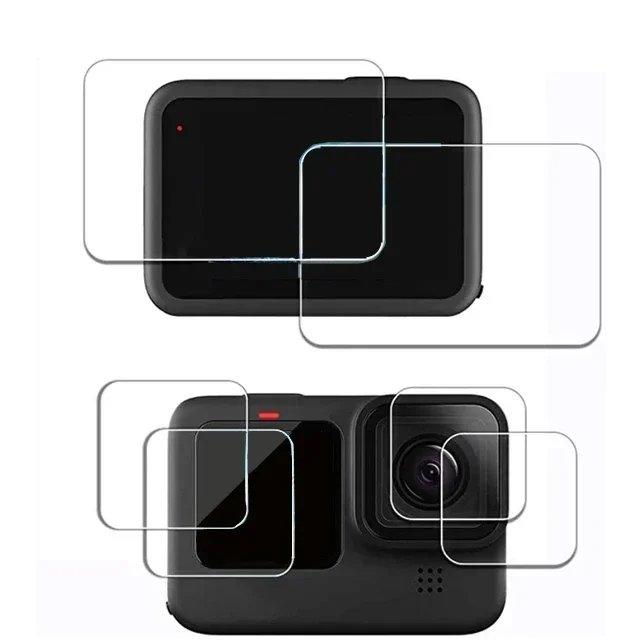 GoPro Hero 12 보호 유리용 강화 유리 필름, 카메라 렌즈 액세서리, 블랙 스크린 보호대, 12, 11, 10/9, 1, 2 세트