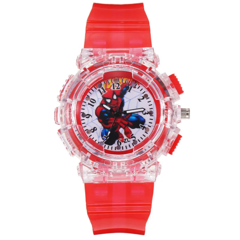 New Disney Spiderman Cartoon Children Watches Toy Flash Waterproof Sports Watch for Kids Girls Boy Quartz Wristwatch Child Clock 2