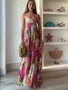 Fashion Printed Strapless Maxi Dress Women Elegant Off Shoulder