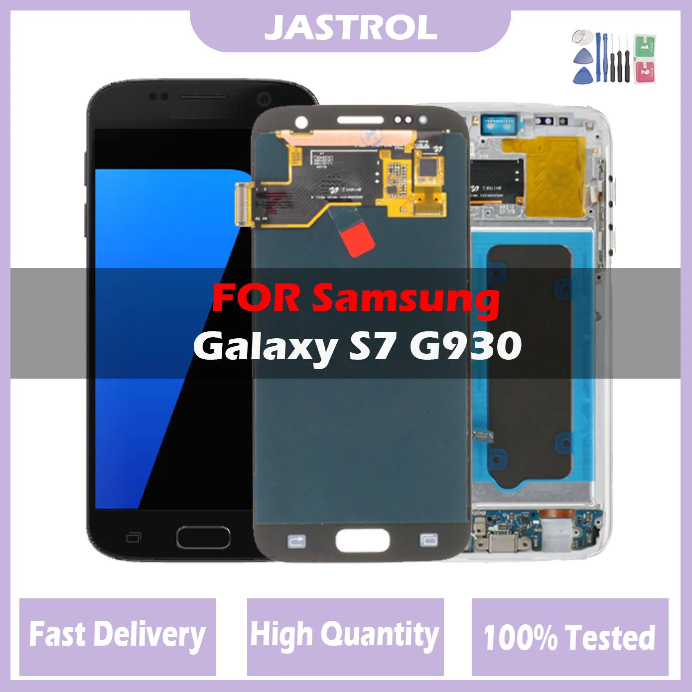 Sostituzione Lcd Da 5.1 ''Per Display Samsung S7 G930 G930F Con Cornice Touch Screen Digitizer Assembly Con Cover Posteriore