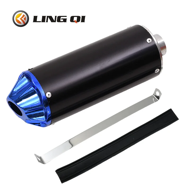 LING QI egzoz borusu sistemi susturucu çift egzoz için çİzgİ çİzko çİn 110cc 125cc 140cc çukur kir bisiklet motosiklet motokros