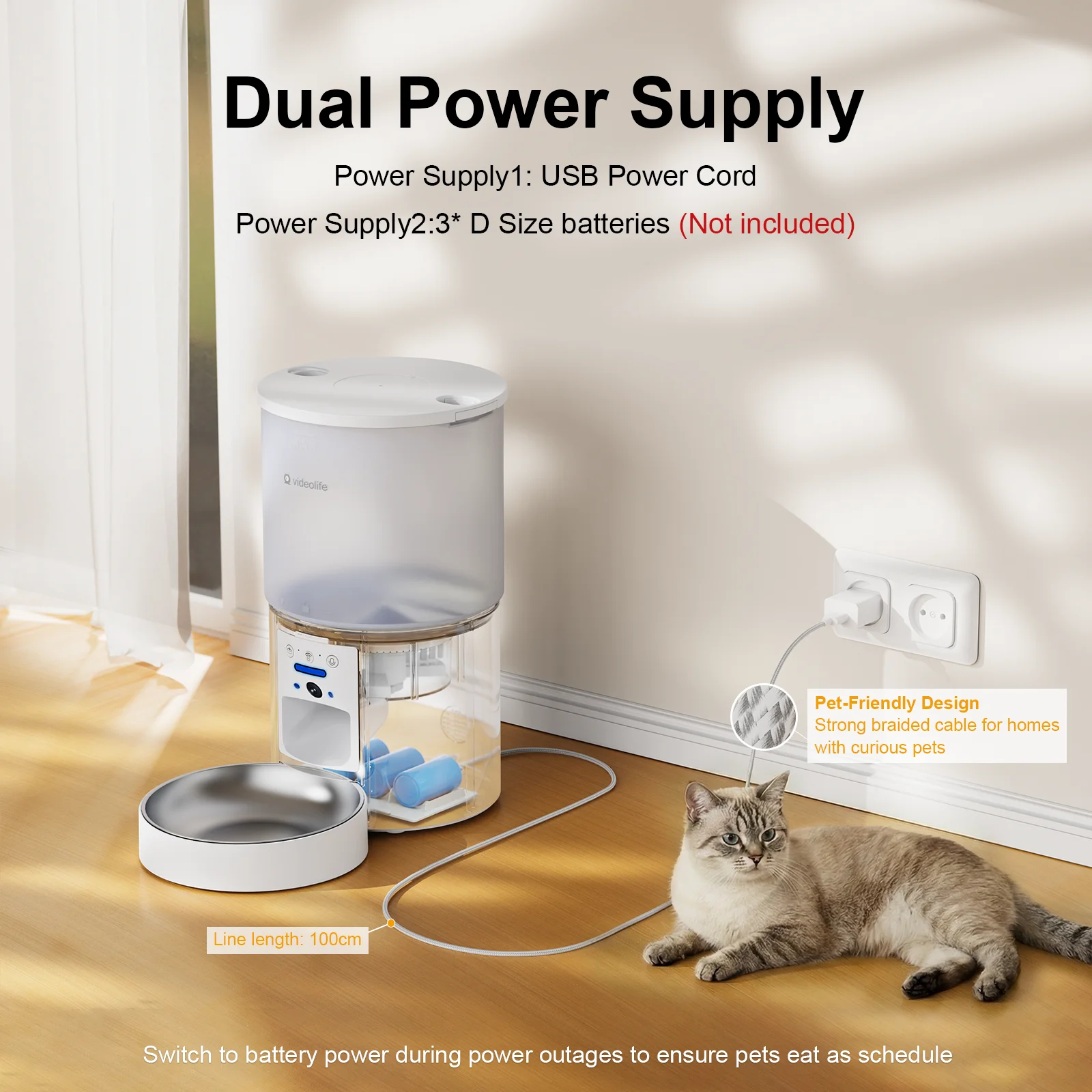 Videolife Automatic Cat Feeder With Camera Video Cat Food Dispenser Pet Smart Voice Recorder Remote Control Auto Feeder For Cat 5