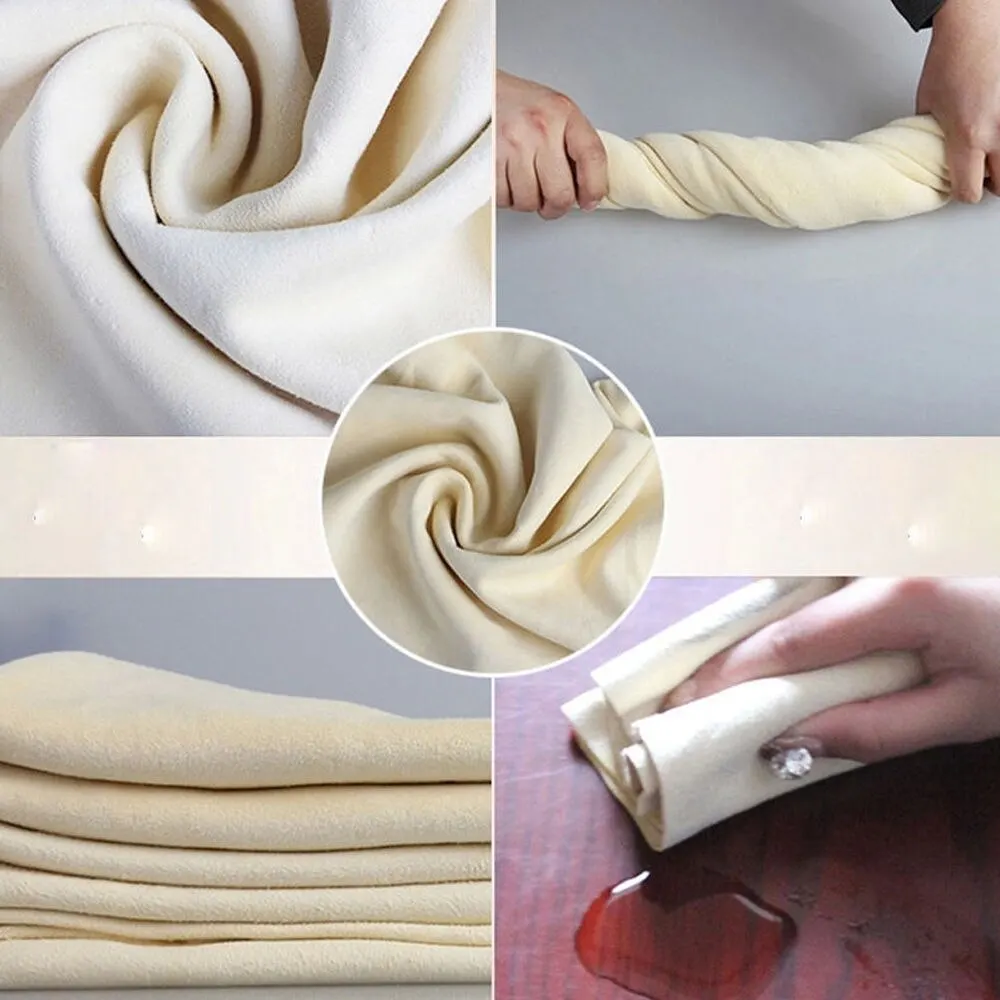 Leather Cleaning Cloth Natural Chamois Leather Genuine Leather Wash Suede Car Cleaning Cloth Absorbent Quick Dry Towel Streak For Auto