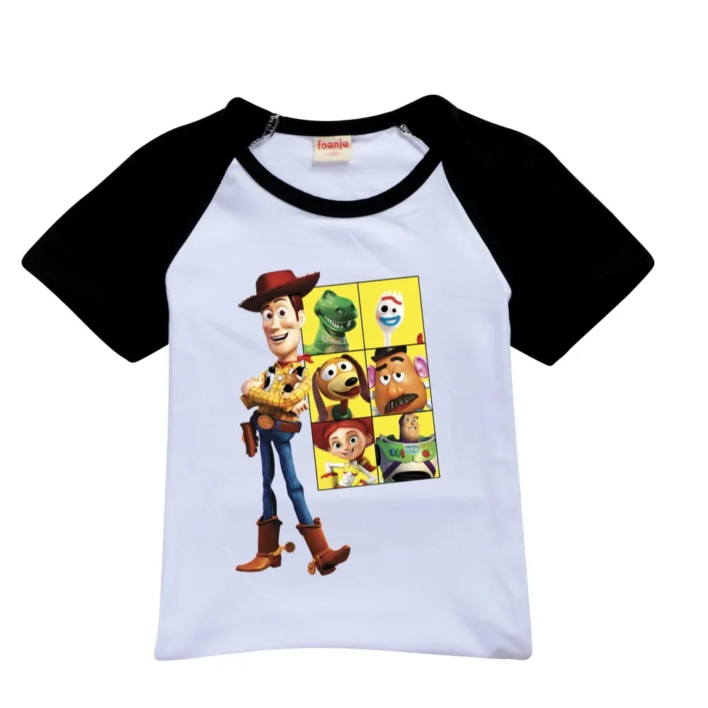 Ensemble de vêtements de dessin animé Pixar Toy Story 4 pour garçons et filles, T-shirt à manches courtes et short, Buzz Woody imbibé, olympiques en coton pour enfants