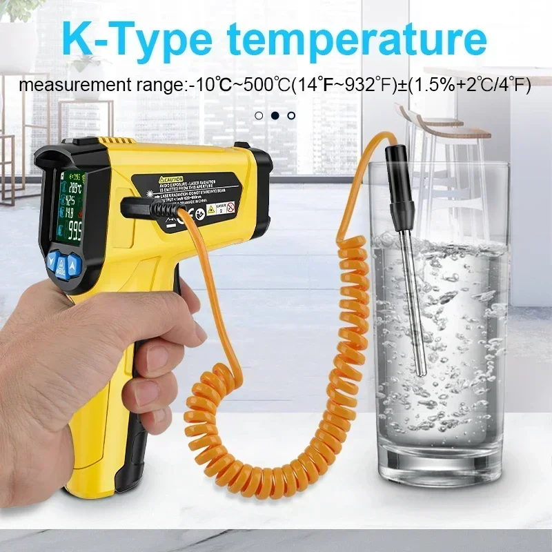 Mestek Non-contact Pyrometer 600&800&deg;C Industrial Digital Infrared Thermometer Food High Temperature Meter Sensor Termometro digital thermometer