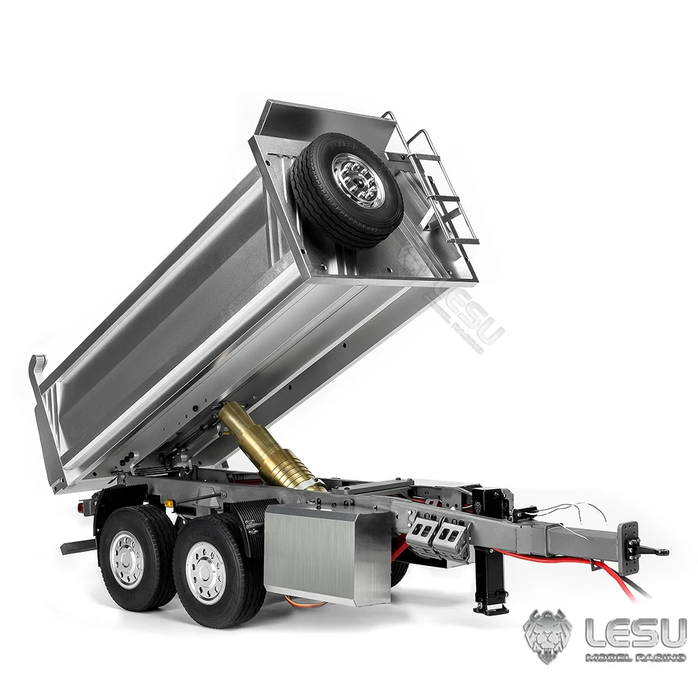 1/14 Lesu Rc Idraulico Full Trailer 2 Assi Gambe Di Sollevamento Kit In Metallo Con Luci A Led Per Telecomando Dumper Fai Da Te Th23105
