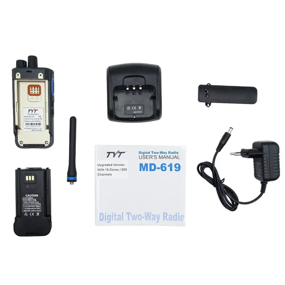 TYT MD619 10W AES128 AES256 DMR Digital Walkie Talkie High Power Enhanced Encryption Recording Single frequency repeater mode 6