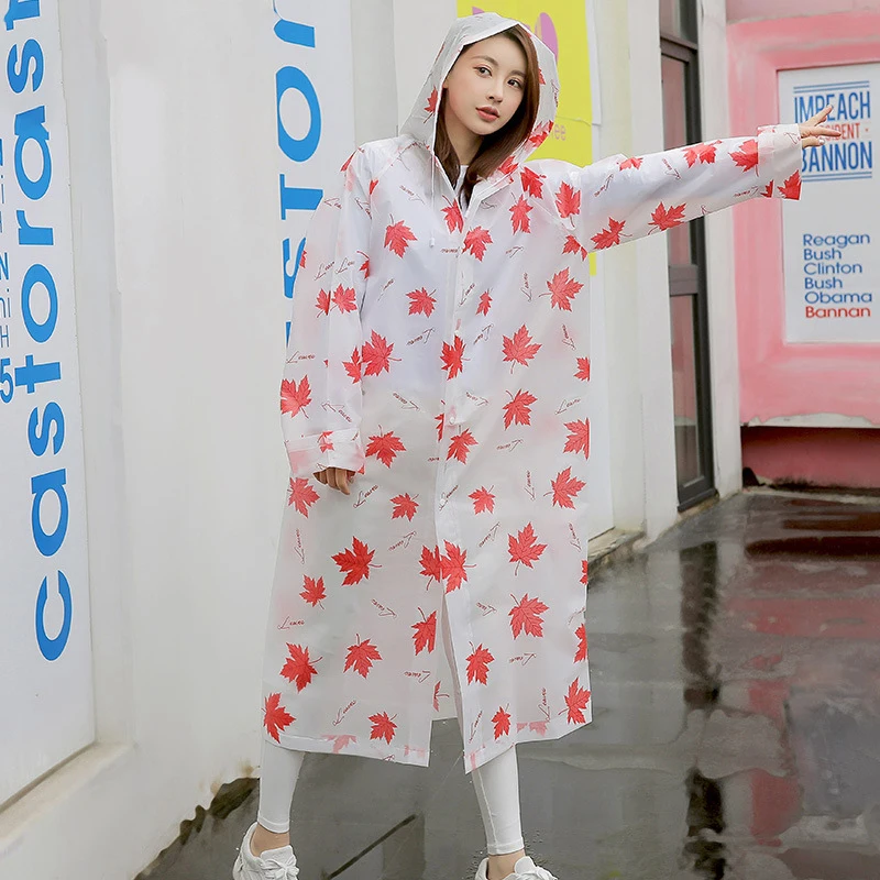 

Travel Outdoor Rainwear Waterproof Raincoat Fashion EVA Women Raincoat Clear Transparent Camping Waterproof Rainwear Suit
