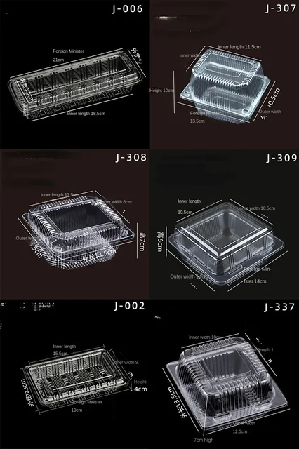 100x Thin Clear Plastic Boxes Containers Lightweight Use For Bakes Cake  Salad