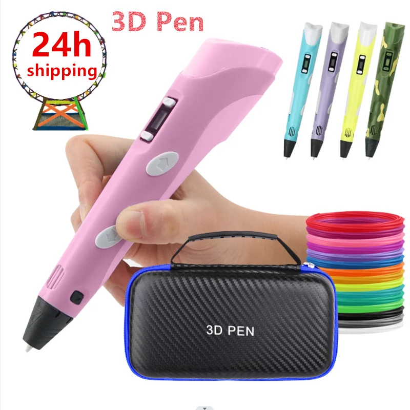 2023 세공 3D 펜 3d 인쇄 펜 DIY 드로잉 펜 PLA 필라멘트 어린이를위한 생일 크리스마스 선물 전원 어댑터가있는 어린이