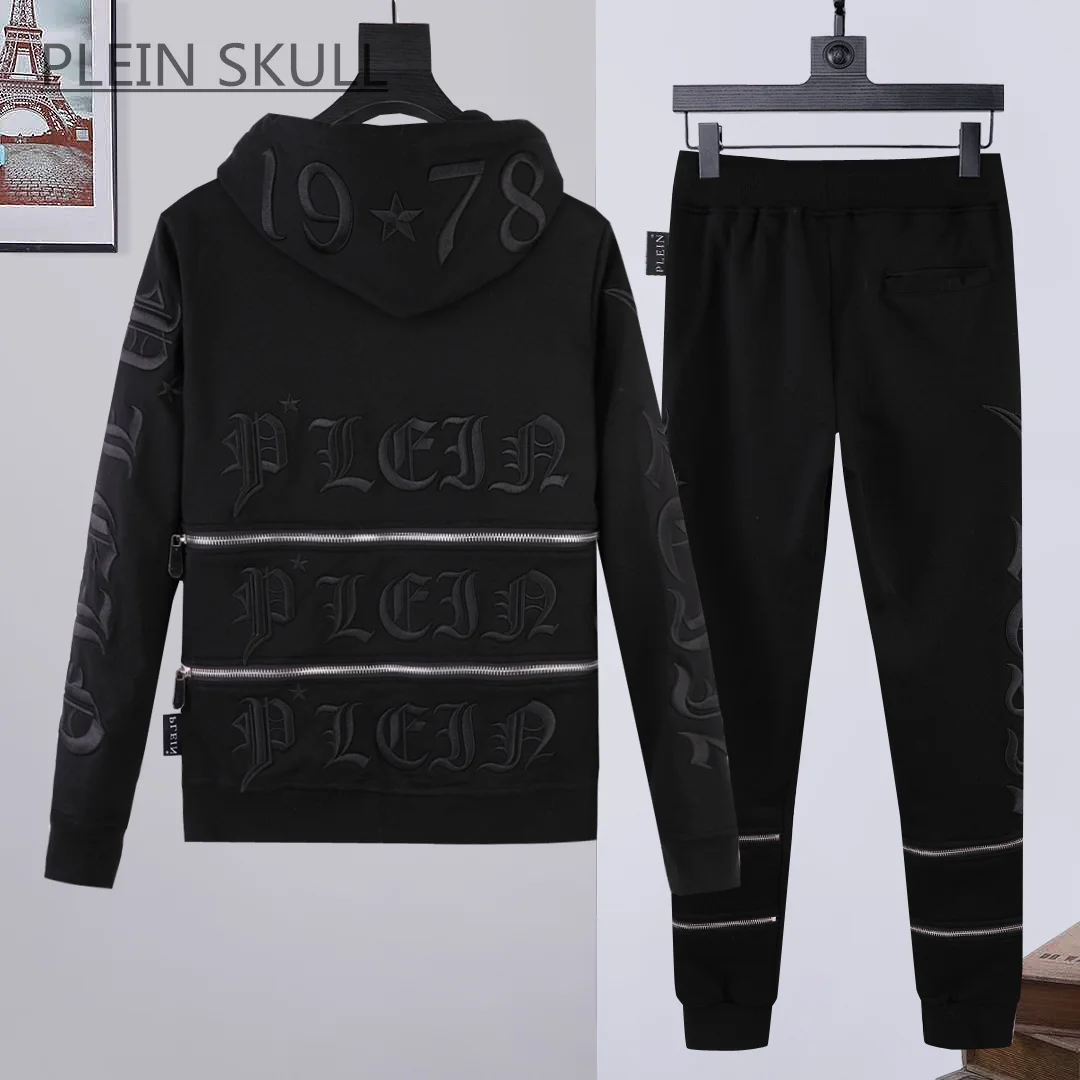 Plein Skull Spring Autumn Versatile Round Neck Hooded Suit Men's Y2K Coat Daily Casual Coat Pants Luxury Brand Suit M-XXXL 4