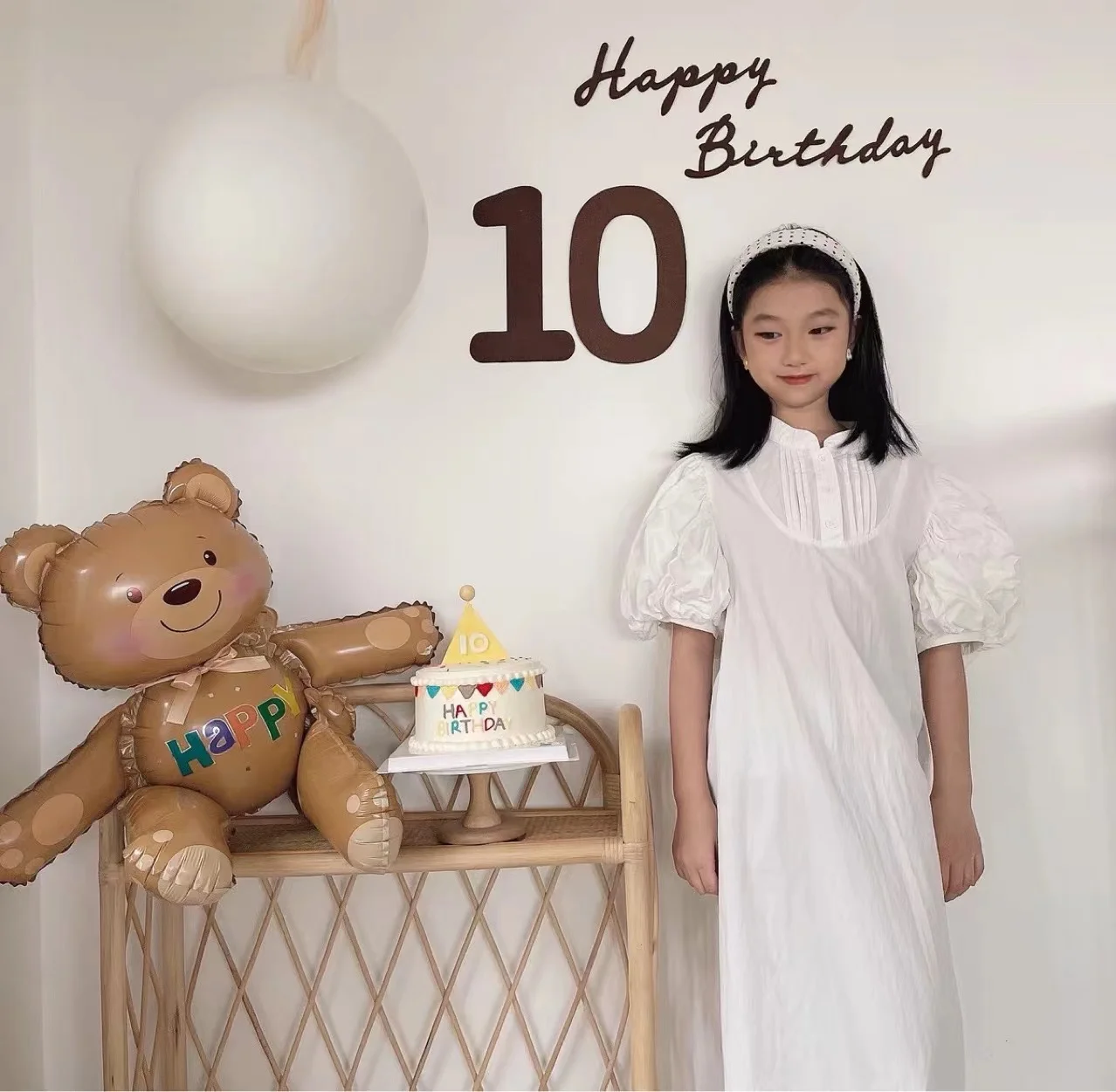 Ins Style Kaffeefarbe 0-9 Zahlen Filz Wandaufkleber Alles Gute zum Geburtstag Hut Flagbanner Ballon Babyparty Kindergeburtstag Party Dekor – Detail 9