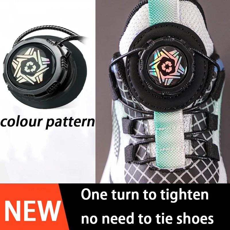 NEW 1Pair Swivel Buckle Shoelace Sneakers Automatic Shoelaces Without Ties Adult Kids Thick Round Laces Lazy No Tie Shoelace