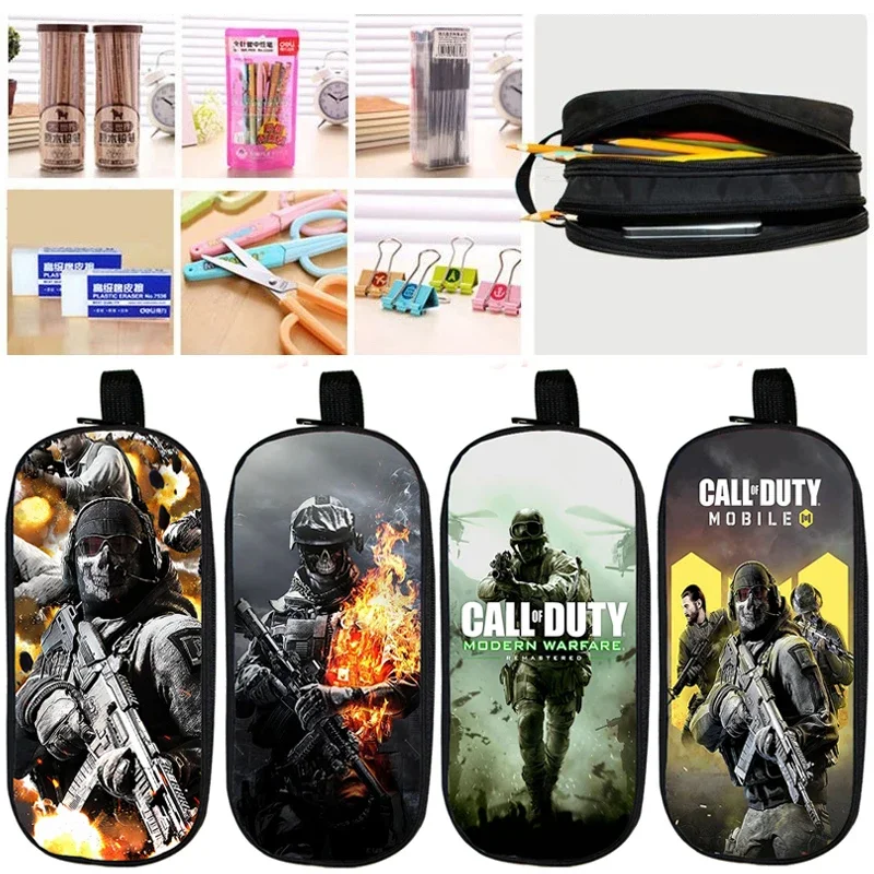 Call Of Duty Warzone Print Pencil Case Studente Double Stationery Bag Kids Pen Bag Boys Call Of Duty Pencil Bag Pouch Makeup Box