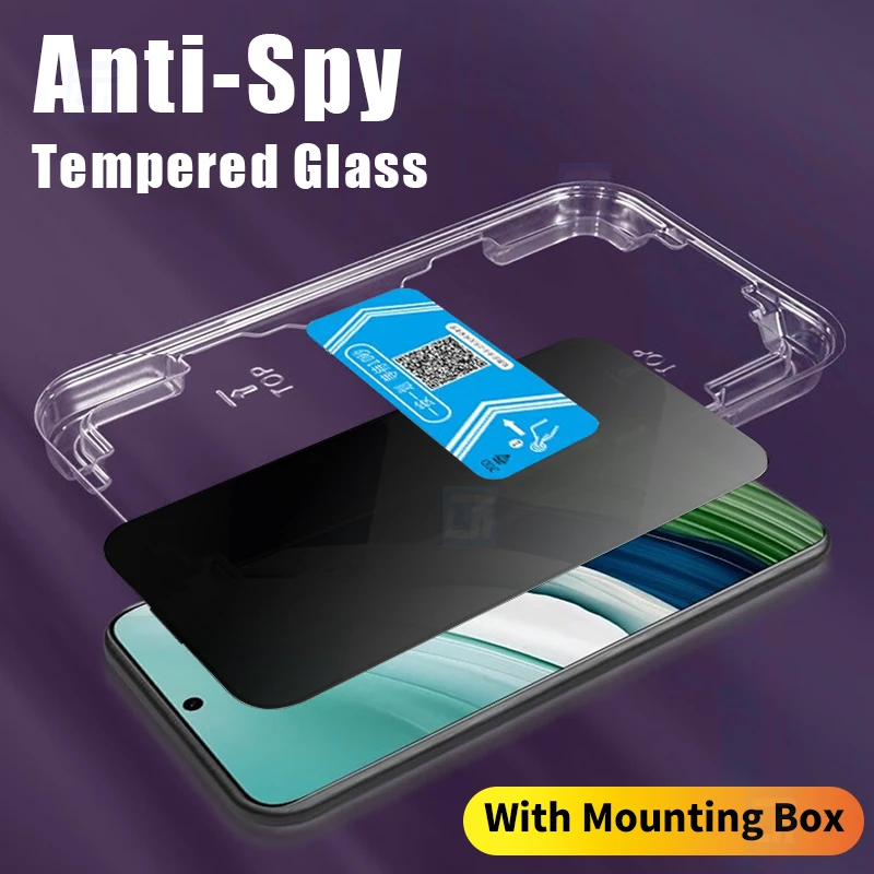 

One-click Installation Anti-spy Glass For Huawei Mate 60 50e 30 P50 P40 Lite Screen Protector With Alignment Mounting Kit