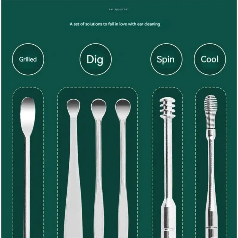 Stainless Steel Ear Picker Set Multi-Functional Portable